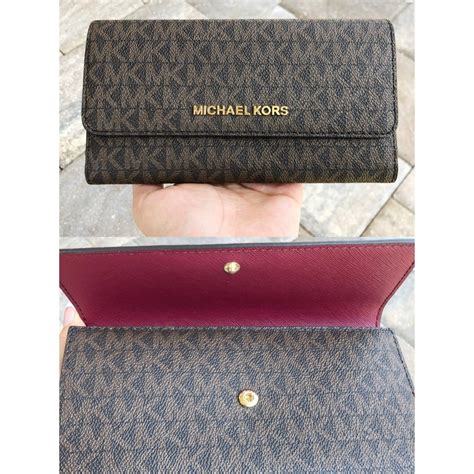 michael kors jet set wallet brown|michael kors large trifold wallet.